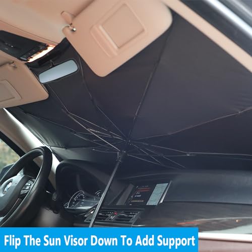 Windshield Sun Shade 2025 Car Accessories 100% Blackout Car Front Windsow Shades Umbrella Automotive Sun Visor Block Heat Insulation Protection (Gry Eyes) - color: Grey