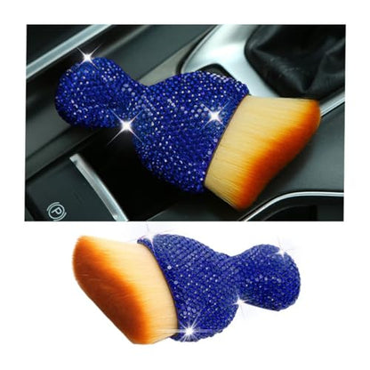 zipelo Auto Interior Dust Brush, Car Detailing Cleaning Brush with Diamond, Bling Handle Soft Bristles Dusting Tool, Scratch Free Dirt Clean Brushes for Vehicle Dashboard, Air Conditioner Vent (Blue) - color: Blue