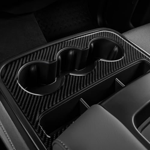 Car Front Cup Panel Sticker Cover Interior Trim Carbon Fiber Decal for Chevrolet Silverado/GMC Sierra 1500 2500HD 3500HD 2014-2018 Accessories - color: Front Cup Panel