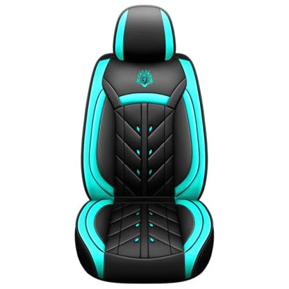 Comfortable Leather Auto Car Seat Covers 5 Seats Full Set Universal Fit (Black & Green) - color: Black & Green