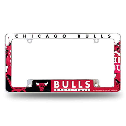 Rico Industries NBA Chicago Bulls Primary 12" x 6" Chrome All Over Automotive License Plate Frame for Car/Truck/SUV