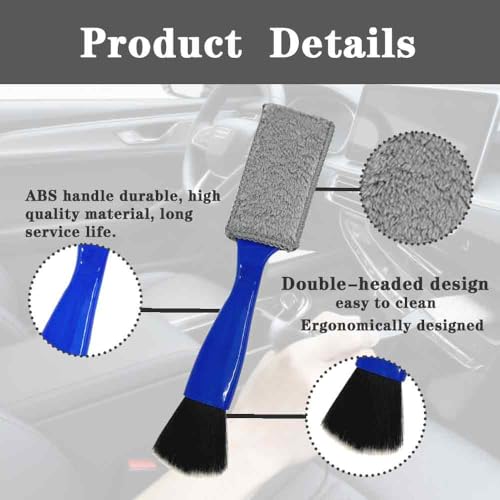 Double-Headed Car Cleaning Brush, Car Detailing Brush, Durable, Easy to Store Without damaging Interior Surfaces; Suitable for Cleaning dashboards (1PCSBlue) - color: 1PCSBlue