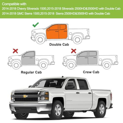 Side Wind Vent Deflector Sun Rain Guards for 14-18 Chevry Silverado/Sierra 1500,15-18 Silverado/Sierra 2500HD&3500HD Double/Extended Cab,4pcs Outside Mount Style Chrome Window Visor 94528Y - size: 14-18 Extended Cab(Chrome)