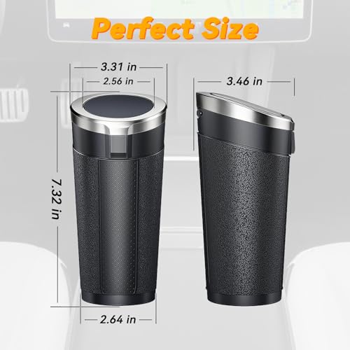 Car Trash Can Bin with Lid - 2 Pack, Leakproof Garbage Can for Vehicle, Mini Trash Bin with 180 Attached Trash Bags, Easy to Clean Cup Holder Trash Can for Car, Home, Office - color: Black&Silver 2