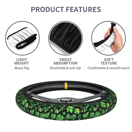 St. Patrick's Day Steering Wheel Covers Non Slip Neoprene Universal 15 Inch Steering Wheel Protector Car Cover for Men Women - color: St. Patrick's Day
