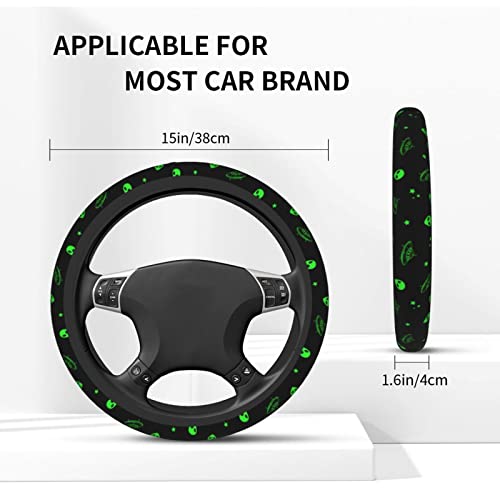 Galaxy Alien Spaceship Steering Wheel Covers Non Slip Neoprene Universal 15 Inch Steering Wheel Protector Car Cover for Men Women - color: Black38