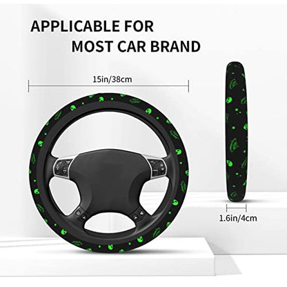 Galaxy Alien Spaceship Steering Wheel Covers Non Slip Neoprene Universal 15 Inch Steering Wheel Protector Car Cover for Men Women - color: Black38