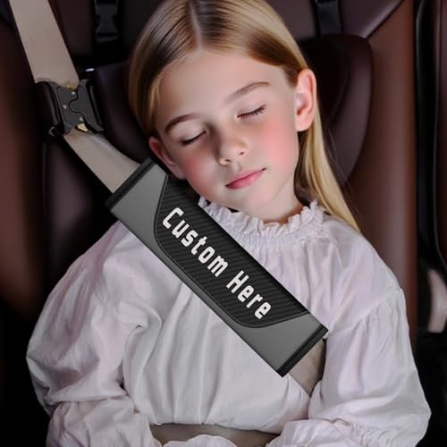 Custom Seatbelt Cover – Soft Carbon Fiber Seat Belt Pads Cushion – Personalized Seatbelt Covers for Adults Kids Women – Cute Seat Belt Shoulder Pad - color: Gray