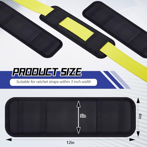 Seenelling 4 Pack Tie Down Strap Protector Sleeve Universal Protective Sleeves for Ratchet Straps Protective Strap Protector, Preventing Damage to Boat Trailers Kayaks Yacht Trucks, 4 x 12''(Black) - color: Black
