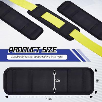 Seenelling 4 Pack Tie Down Strap Protector Sleeve Universal Protective Sleeves for Ratchet Straps Protective Strap Protector, Preventing Damage to Boat Trailers Kayaks Yacht Trucks, 4 x 12''(Black) - color: Black