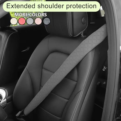 2PCS Extra Long Car Seatbelt Cover, 29.53 inches Soft Leather Vehicle Safety Seat Belt Strap Cushion, Comfortable Auto Shoulder Neck Chest Protection Pads Accessories, Extremely Long (Gray) - color: Gray/29 inches