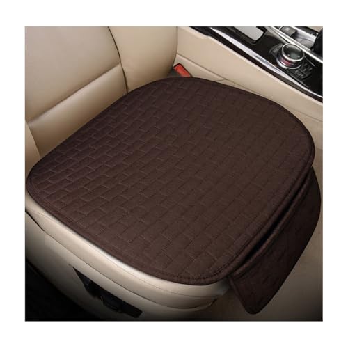 KVAEY Linen Back Car Seat Cover, Anti-Slip Long Bottom Rear Seat Cover Protector with Storage Pockets, Breathable Linen Rear Bench Seat Protector Cushion Pad for Most Vehicles (Coffee, Front) - color: Coffee, size: Front
