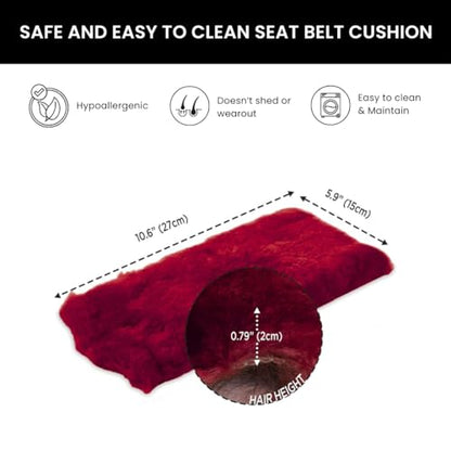 Andalus Genuine Sheepskin Car Seat Belt Cover Pad – Soft Fuzzy, Comfy Fluffy Seatbelt Covers, Shoulder Pad Neck Cushion Protector, Car Accessories for Woman, Man, Girl (Claret, 2-Pack) - color: Claret