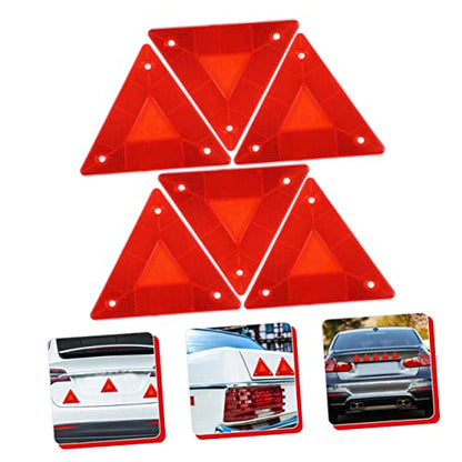 6pcs Vehicle Triangle Reflectors Slow Moving Vehicle Triangle Roadside Reflective Warning Signs Car Kit