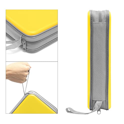 Siveit CD Case, DVD Case Holder 96 Capacity Hard Plastic CD DVD Disc Cases Storage Binder Wallet for Car Home Office Travel (Yellow) - color: Yellow