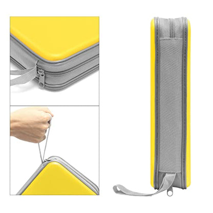Siveit CD Case, DVD Case Holder 96 Capacity Hard Plastic CD DVD Disc Cases Storage Binder Wallet for Car Home Office Travel (Yellow) - color: Yellow
