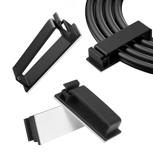 Adhesive Cable Clips Holder, Outdoor Light Clips, Black Cord Wire Clips, Sturdy Nylon Cord Wall Finisher Wire Clamp for Home, Car, Office Desk Wire Management (Black, L-50 PCS) - color: Black, size: L-50 PCS