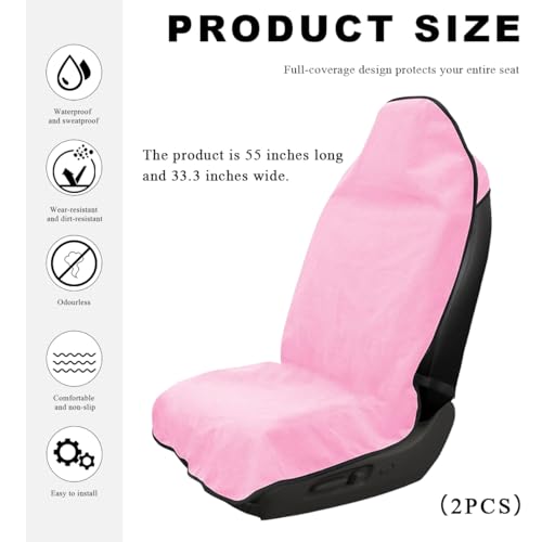 DXNQ 2PCS Car Towel Seat Cover, Waterproof Sweating Non-Slip Premium Soft Towel Carseat Protector, Universal Machine Washable Car Truck SUV Front Seat Cover for Gym Workout Beach Hiking (Pink) - color: Pink, 2pcs, Front