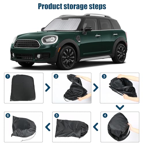 6 Layers Custom Fit Windshield Sun Shade for 2010-2024 Mini Countryman R60/F60, Foldable Car Sunshade with Storage Bag, Heat Reflective & UV Protection - size: 2010-2024 Mini Countryman R60/F60