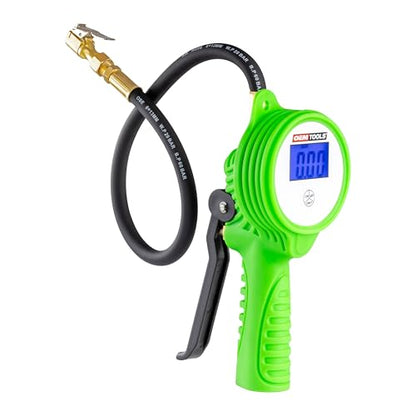 OEMTOOLS 24412 Digital Tire Inflator with Tire Pressure Gauge, Digital LCD Display, 0 to 175 PSI Air Pressure Gauge for Tires with 21” Hose and Clip-On Air Chuck