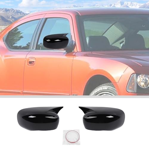 JWWY Side Mirror Cover Rearview Mirror Cover Replacement Decorative Mirror Cover Trim Fit for 2006-2010 Dodge Charger Exterior Chrysler 300 300C Exterior Accessories Black 2PCS - color: (2006-2010)Black