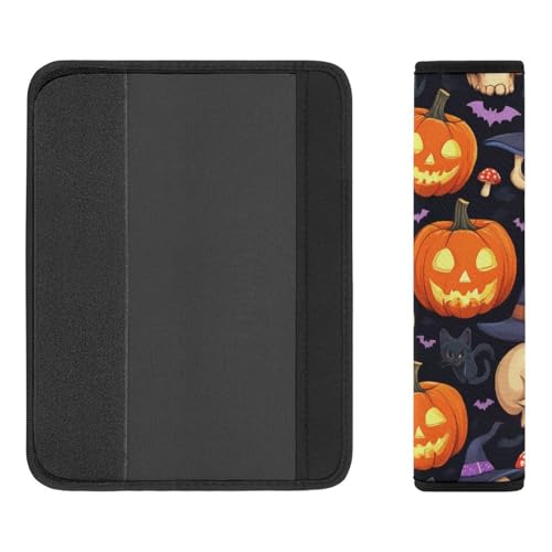 Women's Car Belt Covers, Halloween Gothic Witch Black Cat Bat Pumpkin Skull Mushroom Fashion Cushion Pad Car Shoulder Strap Harness Pad - color: Color361