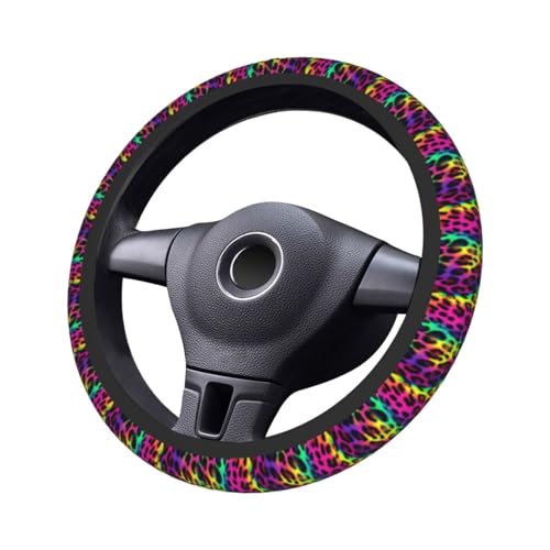 Leopard Print Steering Wheel Covers Non Slip Neoprene Universal 15 Inch Steering Wheel Protector Car Cover for Men Women - color: Leopard