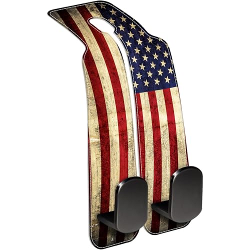 Purse Hook for Car Vintage American Flag 1 Pack Headrest Back Seat Hook Premium Leather Double Metal Hanger Storage Pack Bag Purse Holder Car Interior Accessories - color: Vintage American Flag