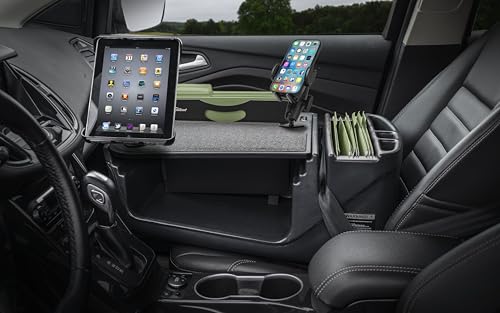 AutoExec AE-FMEF-PM-TAB-BT Efficiency FileMaster Car Desk for Your Vehicle Workstation and Mobile Office, Black with Phone Mount and Tablet Mount - color: Black, style: Desk, Phone Mount and Tablet Mount