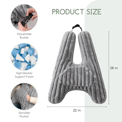 HIGOGOGO Washable Travel Pillow, Car Pillow for Kids & Adults, Upgraded Travel Pillows with Removable Soft Cover and High-Support Foam, Fix Neck and Body Sitting/Sleeping on The Trip, Dark Grey - color: A-dark Grey