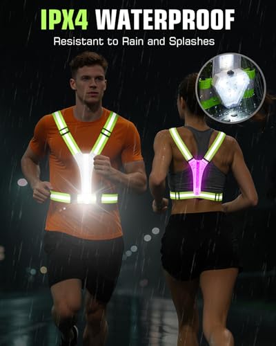 Zacro LED Reflective Vest with Chest Light 500LM, 5 RGB Colors High Visibility Rechargeable Light Up Running Vest IPX4 Night Safety Running Gear for Dog Walking, Cycling, Adjustable for Men Women Kids - color: Green