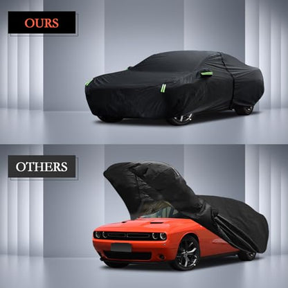 Car Cover Custom Fit for Dodge Challenger 2008-2025, Waterproof All Weather for Automobiles Full Exterior Cover Rain Sun Snow Protector with Door Zipper - size: Custom Fit for Dodge Challenger