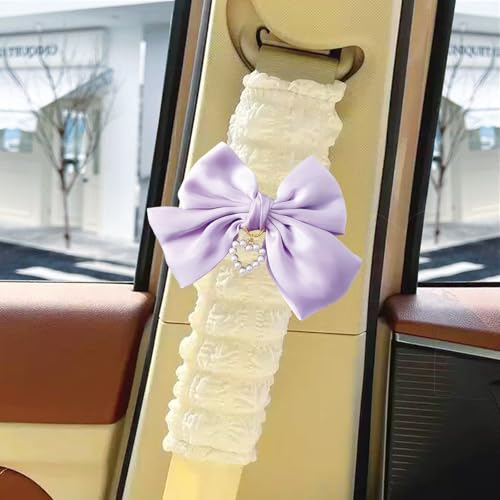 Fashion Big Bow Car Seat Belt Cover Pads (2 in a Pack), Car Accessories Seat Belt Shoulder Strap Protector Universal Seat Belt Cover (Purple) - color: purple