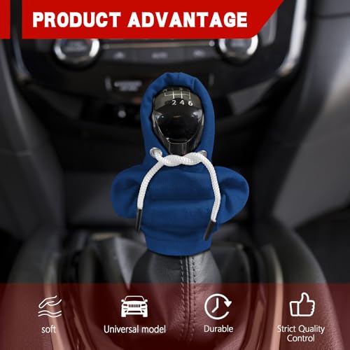 Gear Shift Hoodie, Shifter Hoodie, Funny Car Gear Shift Protector Cover, Automotive Interior Cute Gadgets Fashionable Mini Sweater Shifter Stick Knob Cover Universal for Most Vehicles (Blue) - color: Blue