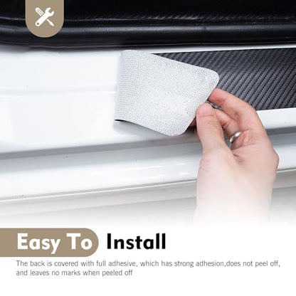 4 PCS Car Door Sill Protector, American Flag Carbon Fiber Decor Car Entry Guard Scratch Pad Film, Self-Adhesive Waterproof Auto Threshold Cover Strips, Universal for Most Cars (Black)