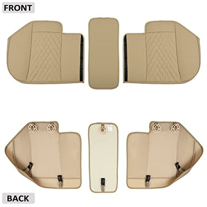 GIANT PANDA Premium PU Leather Rear Car Seat Cover Protector, Luxury Adjustable Anti-Slip Bottom Bench Seat Cover (50~55.5''),Fits 90% of Vehicles, Back Seat Cover, Beige - color: Rear Seat Beige, size: 1 Piece Standard Size
