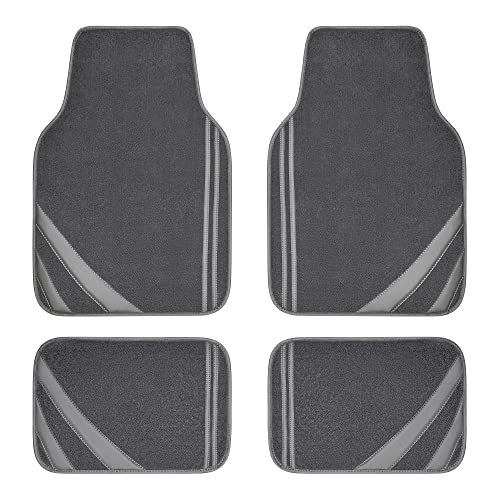 CAR PASS Car Floor Mats, Edge Leather Waterproof Car Mats with Double Stitch Line and Anti-Slip Backing Design, Fit 95% Automotive,SUVS,Sedan,Vans (Pure Gray) - color: Gray