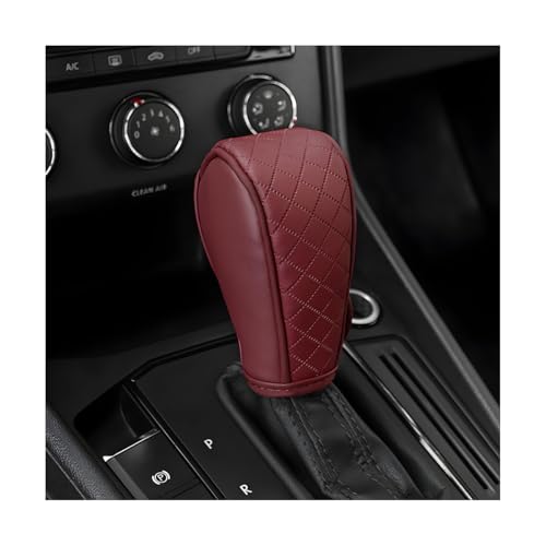 Car Gear Shift Cover, Diamond Embroidery Design Anti-Slip Vehicle Shifter Lever Protector, Automotive Shift Knob Handle Decoration, Universal for SUV Automobile Truck (Wine Red) - color: Wine Red