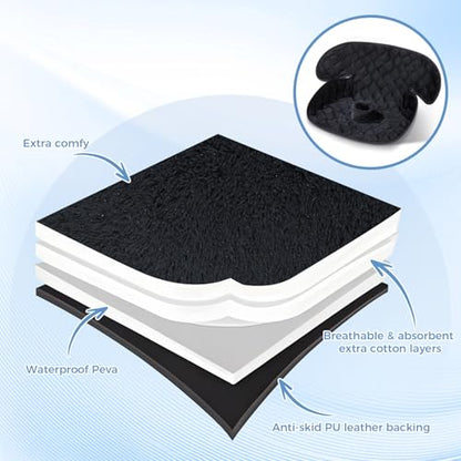 2-Pack Waterproof Piddle Pads, Potty Training Car Seat Protector & Reusable Liner – Non-Slip, Leak-Proof Cover for Car Seats, Strollers, High Chairs, Machine Washable (Black) - color: Black