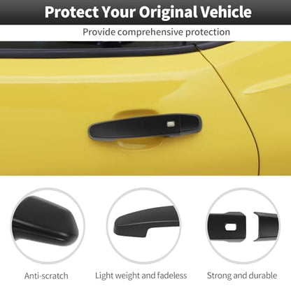 CheroCar Compatible with Camaro Exterior Door Handle Cover Handle Trim Decor Exterior, Mirror Shell Accessories Compatible with 2016-2025 Chevrolet Camaro, Black