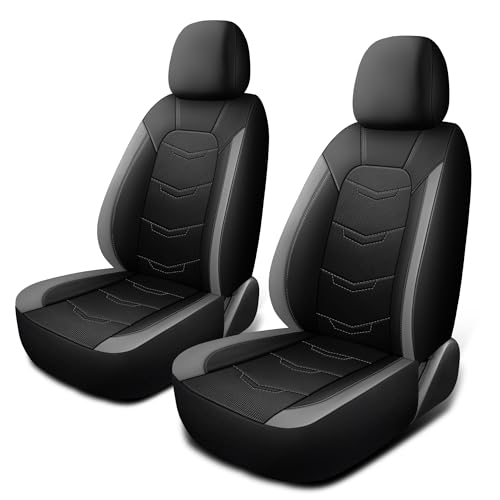 HChengkikz Car Seat Cover, Sport and Breathable Seat Covers, Anti-Slip Universal Fit Automotive for Cars Sedan SUV and Truck (2 Pieces, Front Seat, Black+Grey, N2) - color: Black Gray, size: Front Seat