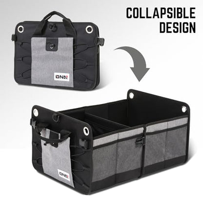 DNA Motoring Trunk Organizer for Car, 70L Large Capacity Foldable Trunk Organizer, Multi Compartment Car Trunk Organizer for Women Men, Grey, TOOLS-00420 - style: 2 Compartments 4 Pockets