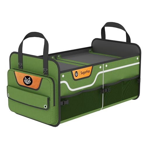 SugarFox Trunk Organizer, Heavy-Duty Storage for Car & SUV, Foldable Waterproof Car Organizer with Cooler, Collapsible Multi-Compartment Storage, 95L-M003 (Standard Green, Standard) - color: Standard Green, size: Standard