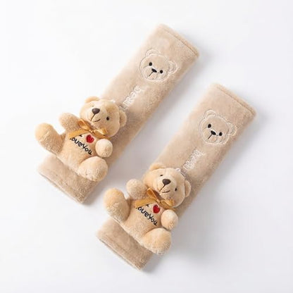 UNICOLD 2-Pack Ultra-Soft Short Plush Seatbelt Cover, Cute Animal Edition – Cloud-Like Shoulder Pad for a Comfy Ride for Adults & Kids (B-Bear) - style: B-Bear