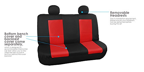FH Group Universal Fit, Full Set Neoprene Car Seat Covers for Low Back Front Seat Covers, Solid Back Seat Cover, Washable Seat Cover for SUV, Sedan, Van, Red - color: Red/Black