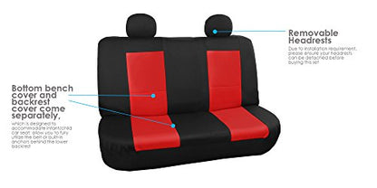 FH Group Universal Fit, Full Set Neoprene Car Seat Covers for Low Back Front Seat Covers, Solid Back Seat Cover, Washable Seat Cover for SUV, Sedan, Van, Red - color: Red/Black
