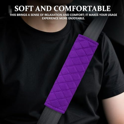 2PCS Car Seat Belt Pads Cover, Fluffy Car Seatbelt Covers, Soft Car Seat Belt Strap Cushion Protect Your Neck and Shoulder, Driving Seat Belt Shoulder Strap Cover for Most Autos (Purple) - color: Purple