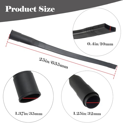 25" Flexible Vacuum Bendable Attachment Tool, Flexible Crevice Connect Nozzle for Vacuum Hoses All 1-1/4" or 1-3/8" (32mm/35mm) Extra-Long for Hard-to-Reach Areas, Car Interiors, Furniture