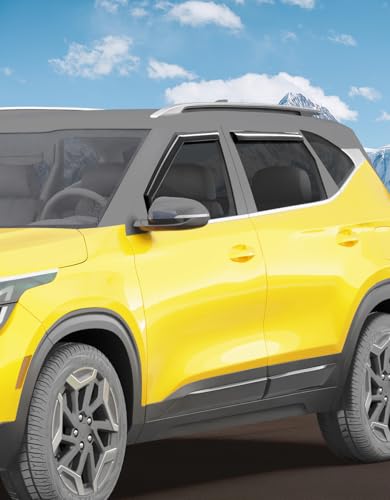 in-Channel Window Rain Guards Fit for Kia Seltos 2021-2026 Rain Guards Extra Durable Window Deflectors Visors Vent Visors Vent Shades Car Accessories -4 pcs - size: Fit for 2021-2026 Kia Seltos
