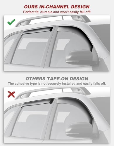 in-Channel Window Rain Guards Fit for Jeep Cherokee 2014-2023, Extra Durable Window Visors Window Deflectors Vent Visors Vent Shades Car Accessories-4 pcs - size: Fit for 2014-2023 Jeep Cherokee